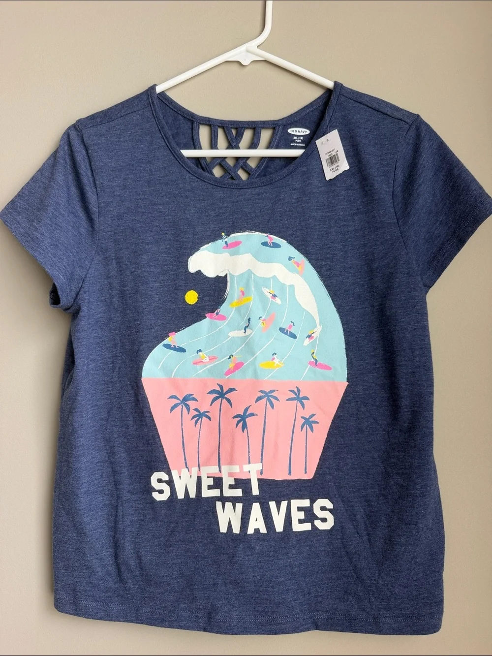 Old Navy Navy Girls' Surf Graphic Tee with Pastel Accents XXL 18 Plus